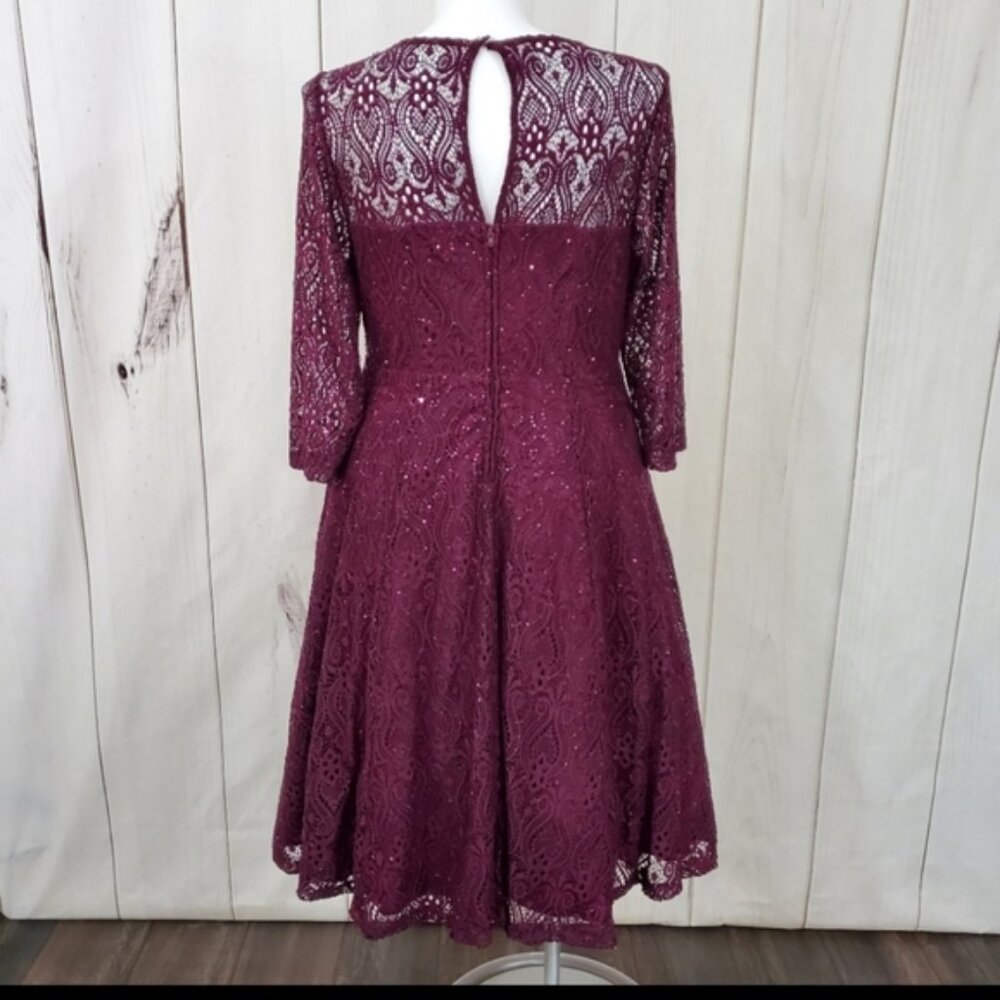 Torrid Formal Dress Sequins Burgundy Lace Gown | Wedding Guest - Picture 3 of 12
